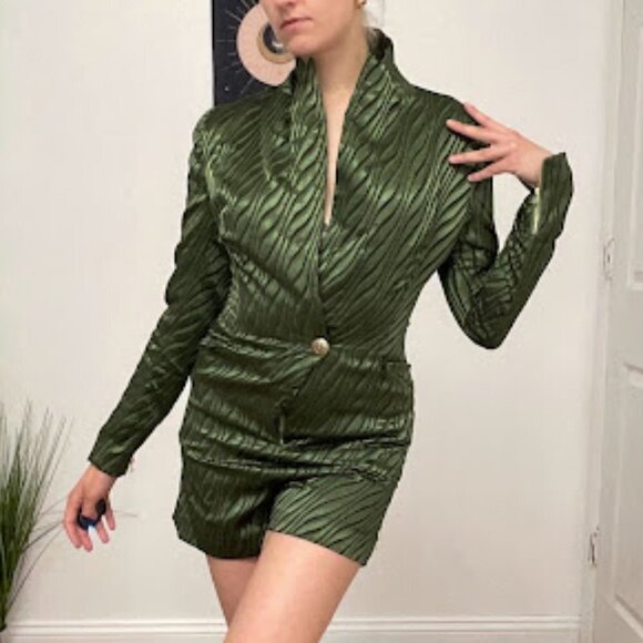 Retrofete Stripped Jana Romper Single Button Long Sleeve Size XS Green - Picture 8 of 16
